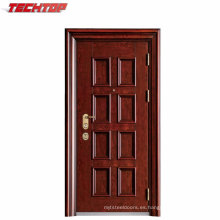 TPS-018 Las mejores puertas de acero de grano de madera de diseño único, puertas de seguridad con textura de madera